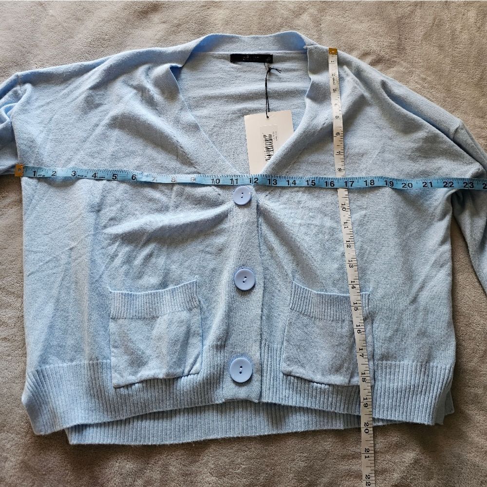 NWT Deluc Blue Button Down Cardigan Large - Picture 5 of 5